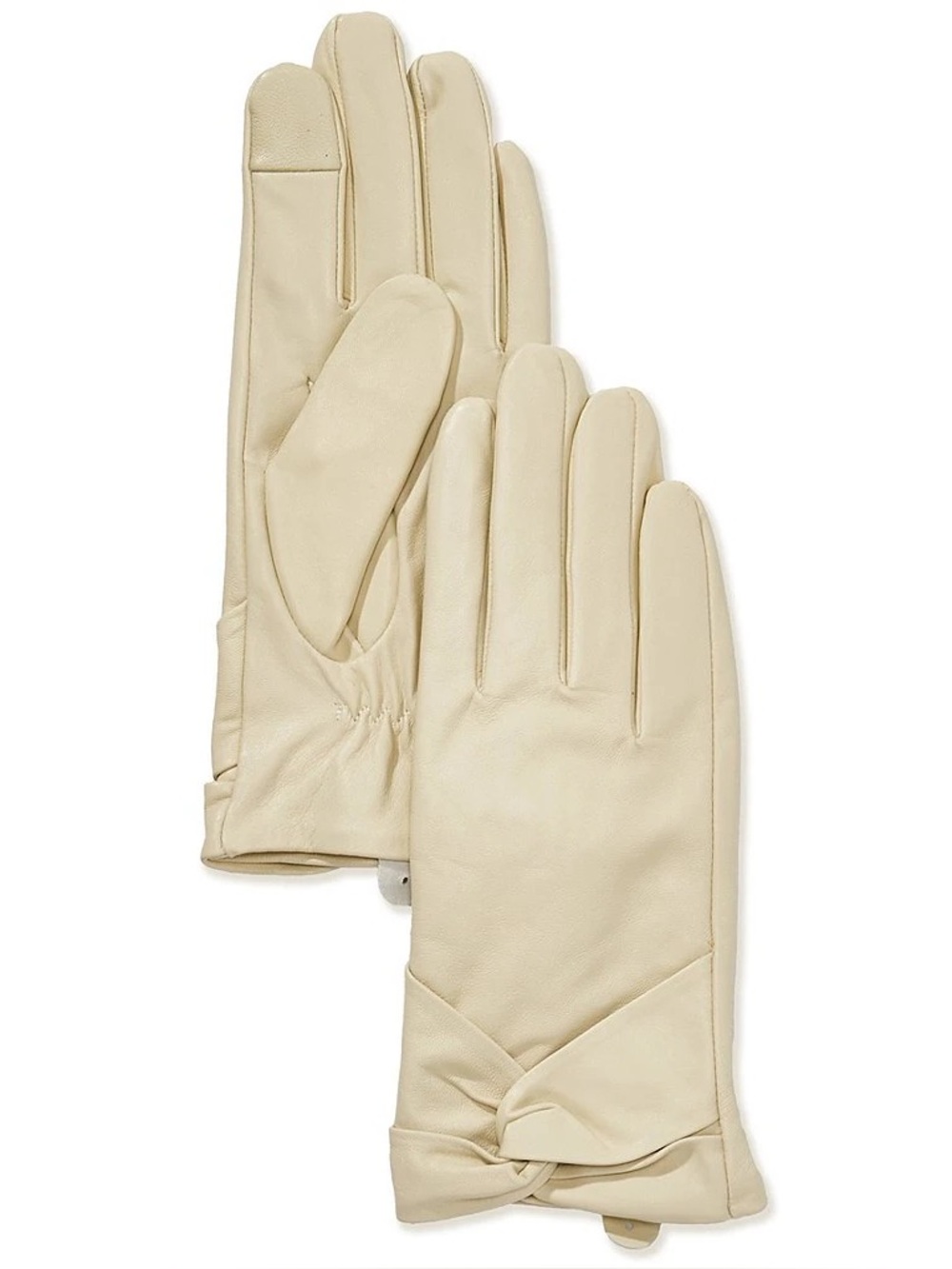 SASSO + SMYTH Twist Detail Leather Traditional 5 Finger Gloves Classic Cream XL